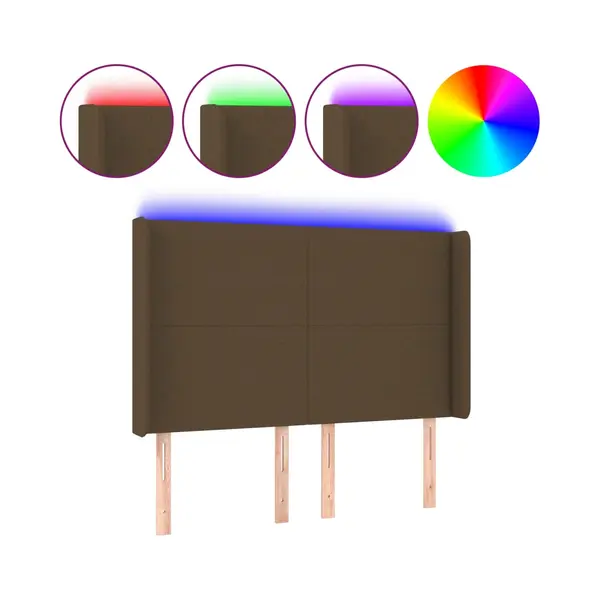 VidaXL Hoofdbord Led 147x16x118/128 Cm Stof Donkerbruin thumbnail