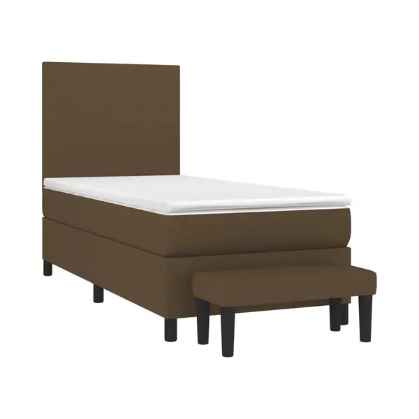 VidaXL Boxspring Met Matras Stof Donkerbruin 90x200 Cm thumbnail