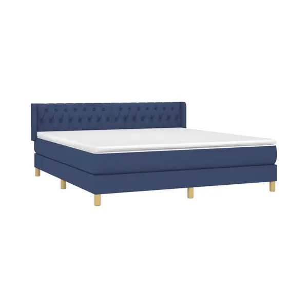 Boxspringbett Mit Matratze Blau 180x200 Cm Stoff Vidaxl thumbnail