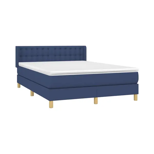 Boxspringbett Mit Matratze Blau 140x190 Cm Stoff Vidaxl thumbnail