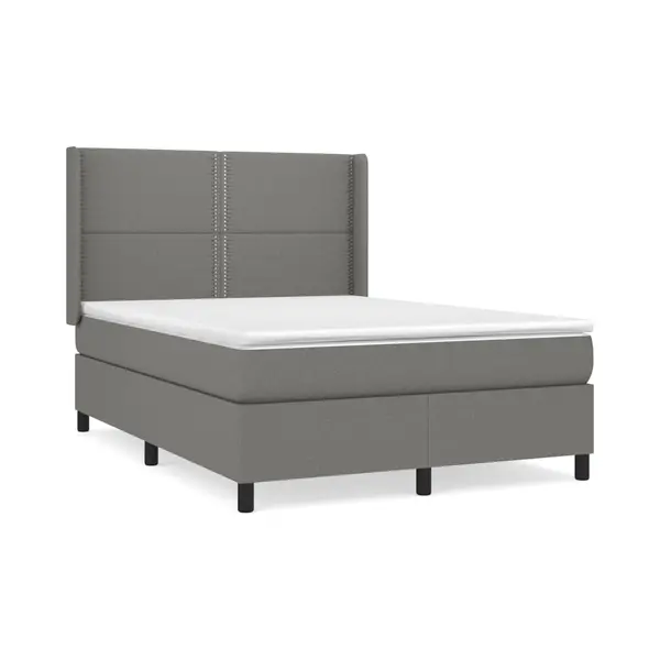 Boxspringbett Mit Matratze Dunkelgrau 140x200 Cm Stoff Vidaxl thumbnail