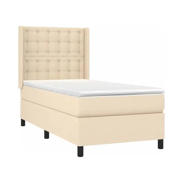 Boxspringbett Mit Matratze Creme 90x200 Cm Stoff Vidaxl thumbnail