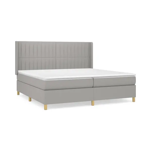VidaXL Boxspring Met Matras Stof Lichtgrijs 200x200 Cm thumbnail