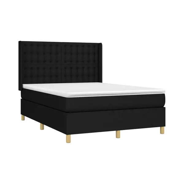 VidaXL Boxspring Met Matras Stof Zwart 140x190 Cm thumbnail