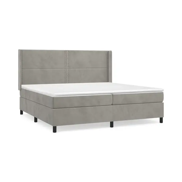 Vidaxl - Boxspringbett Mit Matratze Hellgrau 200x200 Cm Samt thumbnail