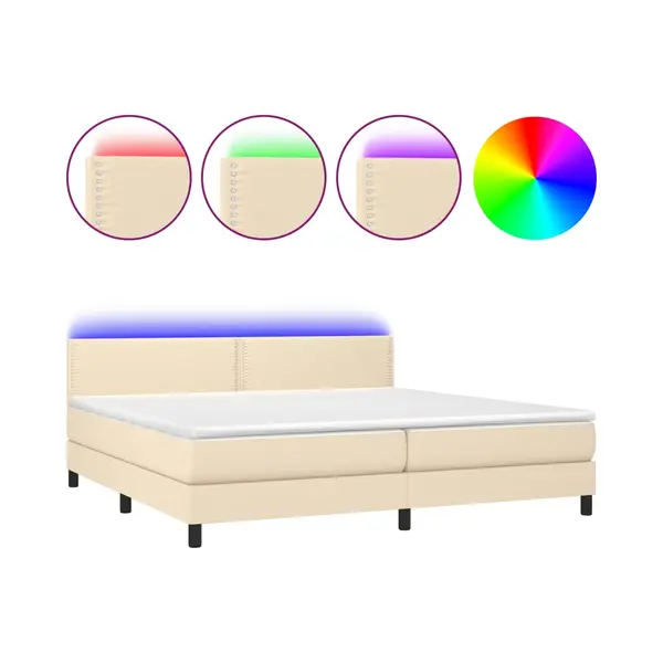 VidaXL Boxspringbett Mit Matratze & Led Creme 200x200 Cm Stoff thumbnail
