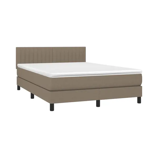 Boxspringbett Mit Matratze & Led Taupe 140x190 Cm Stoff Vidaxl thumbnail