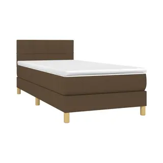 VidaXL Boxspring Met Matras En Led Stof Donkerbruin 90x190 Cm
