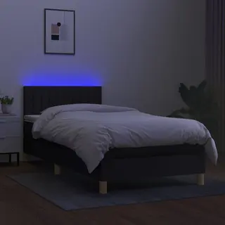 VidaXL Boxspring Met Matras En Led Stof Zwart 90x190 Cm