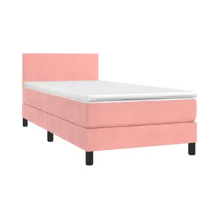 VidaXL Boxspringbett Mit Matratze & Led Rosa 90x200 Cm Samt