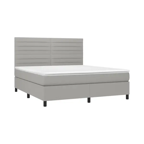 Boxspringbett Mit Matratze & Led Hellgrau 160x200 Cm Stoff Vidaxl thumbnail