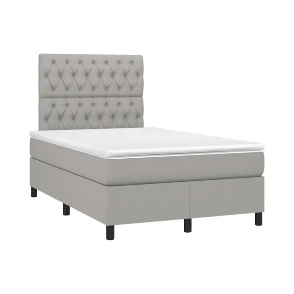 VidaXL Boxspringbett Mit Matratze & Led Hellgrau 120x200 Cm Stoff thumbnail
