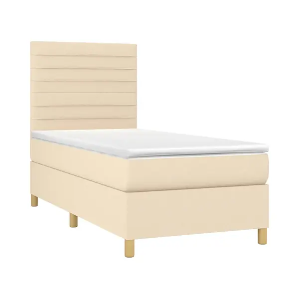 VidaXL Boxspring Met Matras En Led Stof Crèmekleurig 80x200 Cm thumbnail
