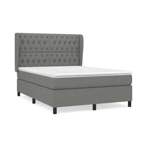 VidaXL Boxspringbett Mit Matratze Dunkelgrau 140x200 Cm Stoff thumbnail