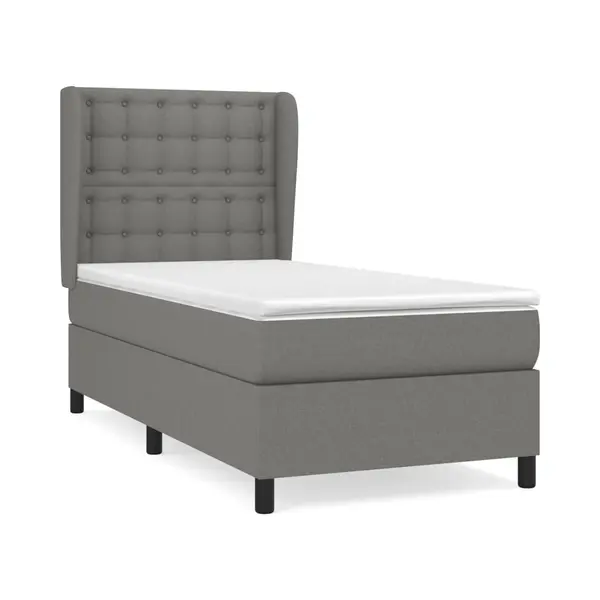 VidaXL Boxspringbett Mit Matratze Dunkelgrau 80x200 Cm Stoff thumbnail