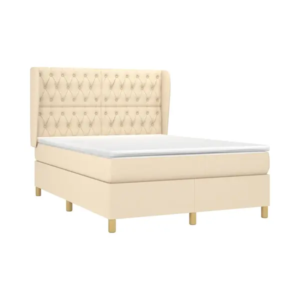 VidaXL Boxspringbett Mit Matratze Creme 140x190 Cm Stoff thumbnail