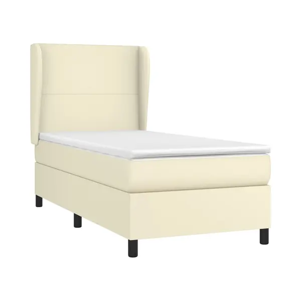 VidaXL Boxspringbett Mit Matratze Creme 90x200 Cm Kunstleder thumbnail