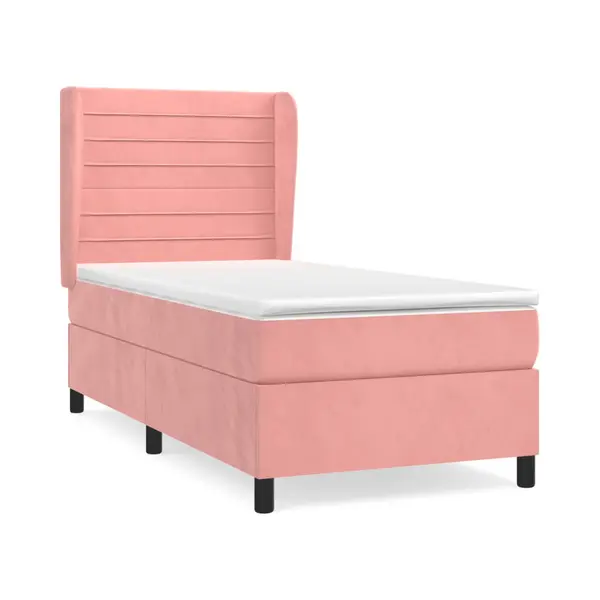 VidaXL Boxspringbett Mit Matratze Rosa 90x200 Cm Samt thumbnail