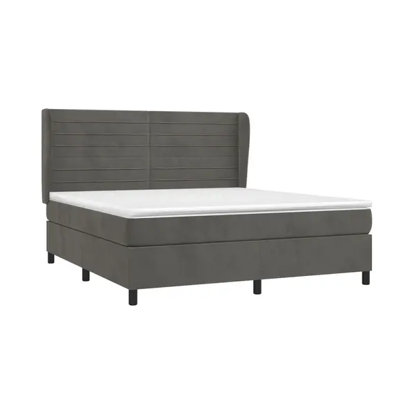 VidaXL Boxspringbett Mit Matratze Dunkelgrau 180x200 Cm Samt thumbnail