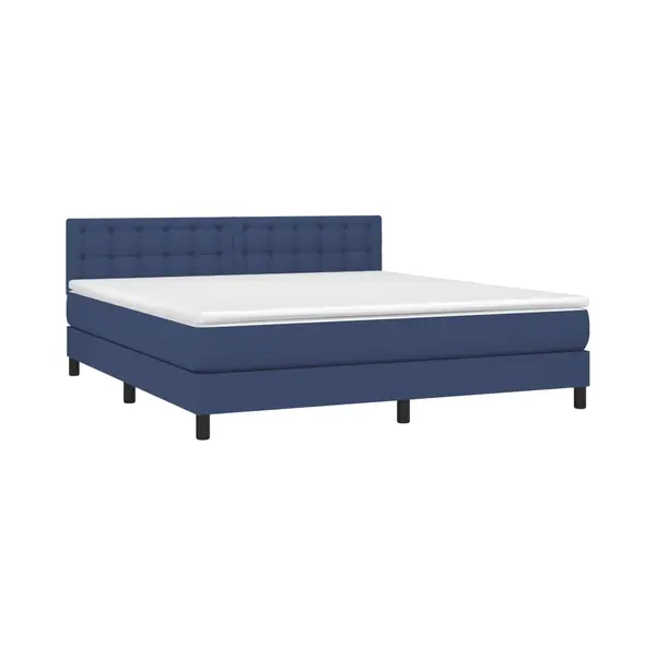 Boxspringbett Mit Matratze Blau 180x200 Cm Stoff Vidaxl thumbnail