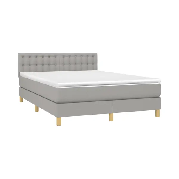 VidaXL Boxspringbett Mit Matratze Hellgrau 140x200 Cm Stoff thumbnail