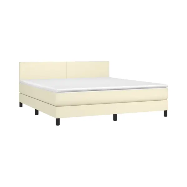 VidaXL Boxspringbett Mit Matratze Creme 180x200 Cm Kunstleder thumbnail