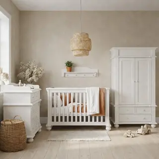 Born Lucky Bristol Babykamer 3 Delig Compleet – Baby Bed 60x120 Cm – Commode – Kast – Wit