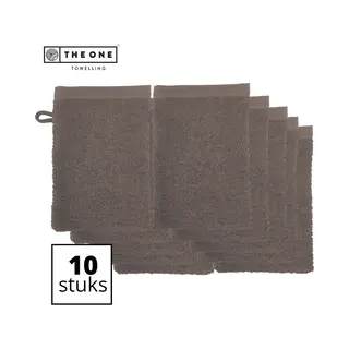 The One Towelling Washandjes - 16 X 21 Cm - 10 Stuks - Washanden - Voordeelverpakking - 100% Katoen - Taupe