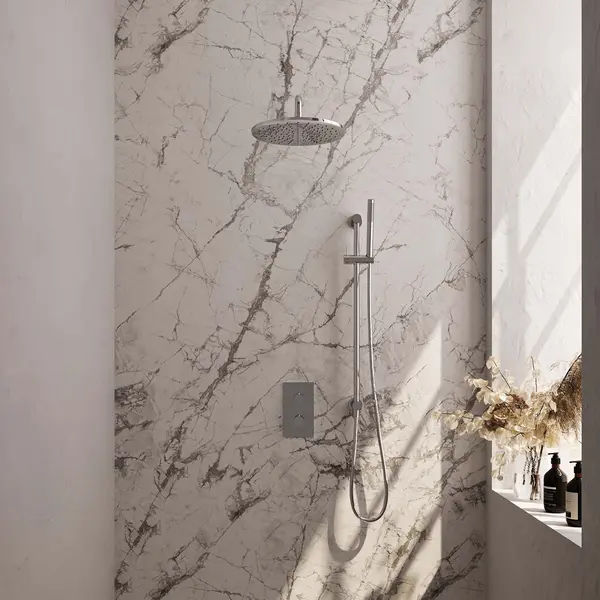 Brauer Chrome Edition Thermostatische Inbouw Regendouche 3-weg Omstelling Set 40 Met 30 Cm Douchekop En Gebogen Muurarm En Staaf Handdouche En thumbnail