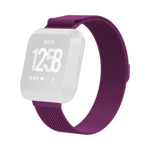 By Qubix Geschikt Voor Fitbit Versa 1 - 2 & Lite Milanese Bandje - Maat, Large - Paars Smartwatchbandje Bandje Armband Polsband Strap Band Watchband thumbnail