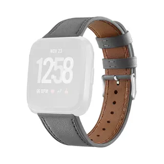 By Qubix Geschikt Voor Fitbit Versa 1 - 2 & Lite Leren Bandje - Grijs Smartwatchbandje Bandje Armband Polsband Strap Band Watchband
