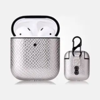 AirPods Hoesjes Van By Qubix AirPods 1-2 Hoesje Pu Leer Slangenleer - Zilver Airpods Case Hoesje Voor Airpods 1 Airpods 2 Hoes
