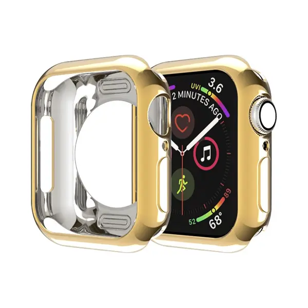 By Qubix Siliconen Case 42mm - Goud - Geschikt Voor Apple Watch 42mm (series 1 T-m 3) Hoesje - Screenprotector - Bescherming IWatch - Bescherm Hoesje thumbnail