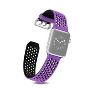 By Qubix Bandje Met Gaatjes - 2 Kleuren - Paars Met Zwart - Geschikt Voor Apple Watch 38 Mm - 40 Mm - 41 Mm - 42 Mm - Compatible Apple Watch Bandje -