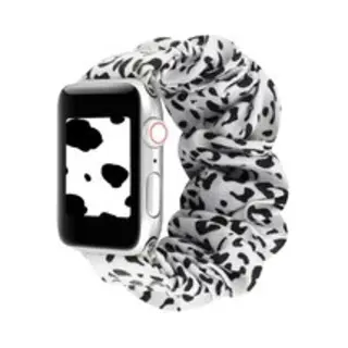 By Qubix Elastisch Scrunchie Nylon Bandje - Wit - Zwart - Geschikt Voor Apple Watch 38 Mm - 40 Mm - 41 Mm - 42 Mm - Compatible Apple Watch Bandje -