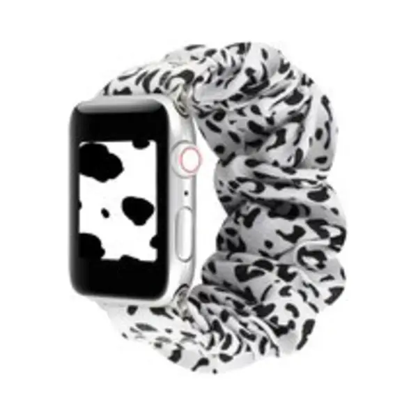By Qubix Elastisch Scrunchie Nylon Bandje - Wit - Zwart - Geschikt Voor Apple Watch 38 Mm - 40 Mm - 41 Mm - 42 Mm - Compatible Apple Watch Bandje - thumbnail