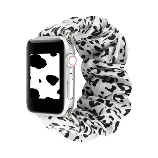 By Qubix Elastisch Scrunchie Nylon Bandje - Wit - Zwart - Geschikt Voor Apple Watch 44 Mm - 45 Mm - 46 Mm - 49 Mm (Ultra 1, 2 En 3) - Compatible Apple