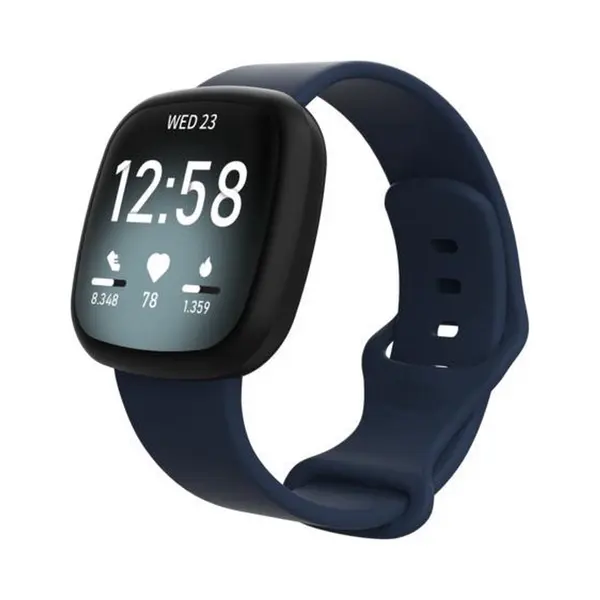 By Qubix Geschikt Voor Fitbit Versa 3 - Fitbit Versa 4 - Fitbit Sense 1 - Fitbit Sense 2 Sportbandje - Donkerblauw - Maat, M-L Smartwatchbandje thumbnail