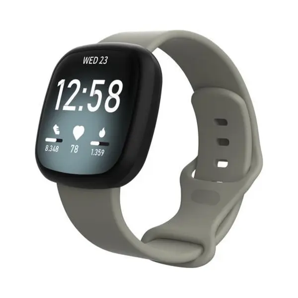By Qubix Geschikt Voor Fitbit Versa 3 - Fitbit Versa 4 - Fitbit Sense 1 - Fitbit Sense 2 Sportbandje - Grijs - Maat, M-L Smartwatchbandje Bandje thumbnail