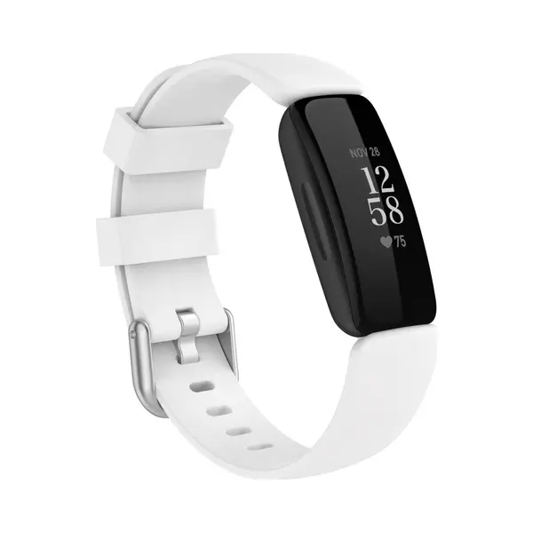 By Qubix Geschikt Voor Fitbit Inspire 2 & Ace 3 - Sportbandje Met Gesp - Maat, Large - Wit Smartwatchbandje Bandje Armband Polsband Strap Band thumbnail
