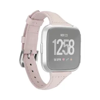 By Qubix Geschikt Voor Fitbit Versa 1 - 2 & Lite Bandje Tpu Leer - Zacht Roze Smartwatchbandje Bandje Armband Polsband Strap Band Watchband