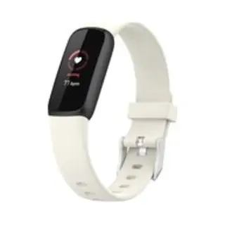 By Qubix - Geschikt Voor Fitbit Luxe Bandje - Sportbandje Met Gesp - Maat, Small - Ecru Smartwatchbandje Horlogeband Polsband Armband Strap Band