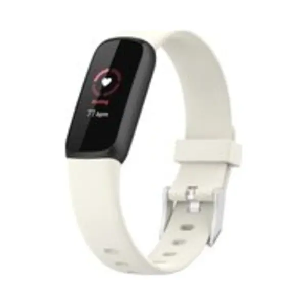 By Qubix - Geschikt Voor Fitbit Luxe Bandje - Sportbandje Met Gesp - Maat, Small - Ecru Smartwatchbandje Horlogeband Polsband Armband Strap Band thumbnail