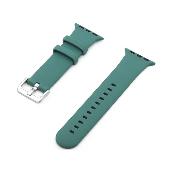 By Qubix Rubberen Siliconen Sportbandje Met Gesp - Donkergroen - Geschikt Voor Apple Watch 44 Mm - 45 Mm - 46 Mm - 49 Mm (Ultra 1, 2 En 3) - thumbnail