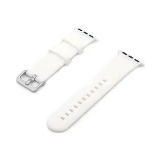 By Qubix Rubberen Siliconen Sportbandje Met Gesp - Wit - Geschikt Voor Apple Watch 44 Mm - 45 Mm - 46 Mm - 49 Mm (Ultra 1, 2 En 3) - Compatible Apple
