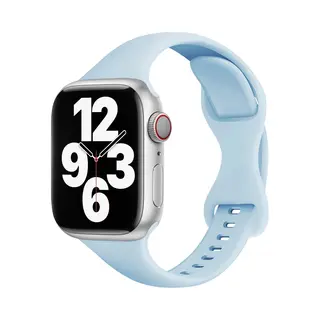 By Qubix Siliconen Sportbandje Slim Fit - Lichtblauw - Geschikt Voor Apple Watch 38 Mm - 40 Mm - 41 Mm - 42 Mm - Compatible Apple Watch Bandje -