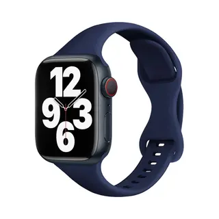 By Qubix Siliconen Sportbandje Slim Fit - Donkerblauw - Geschikt Voor Apple Watch 38 Mm - 40 Mm - 41 Mm - 42 Mm - Compatible Apple Watch Bandje -
