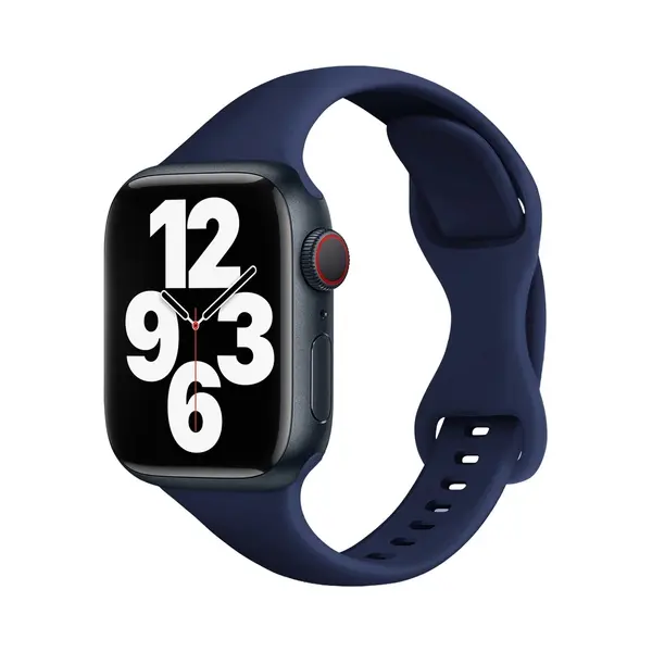 By Qubix Siliconen Sportbandje Slim Fit - Donkerblauw - Geschikt Voor Apple Watch 38 Mm - 40 Mm - 41 Mm - 42 Mm - Compatible Apple Watch Bandje - thumbnail