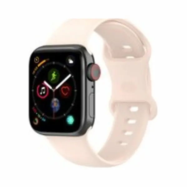 By Qubix Siliconen Sportbandje - Zandroze - Maat, M-L - Geschikt Voor Apple Watch 38 Mm - 40 Mm - 41 Mm - 42 Mm - Compatible Apple Watch Bandje - thumbnail