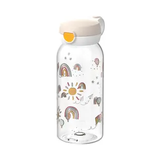 Mepal Drinkfles Met Flipdop Campus - 600 Ml - Waterfles Kinderen - Lekdicht - Hygiënische Deksel - Sunshine & Rainbow